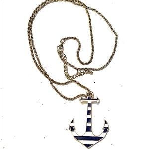 Anchor Necklace Navy White gold  🖤must bundle